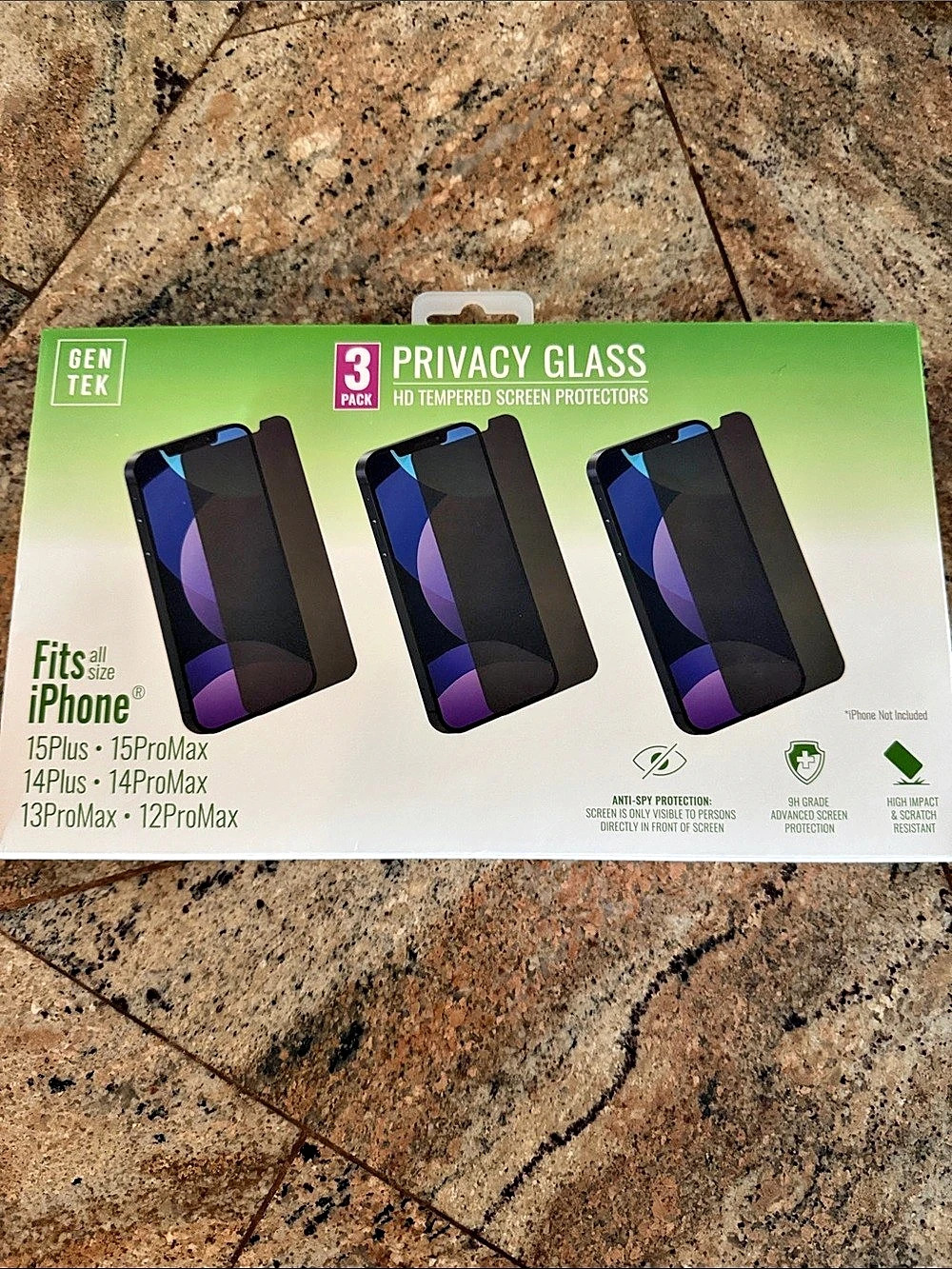 Gen Tek Privacy Glass 3 Pack iPhone Screen Protectors